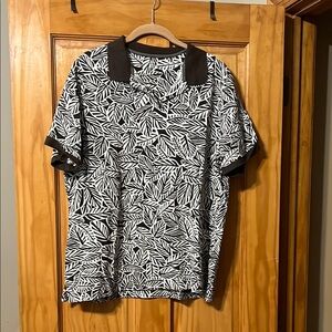 Brown and White Leaf Print Men's Shirt